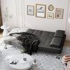 Folding Futon Sofa Bed Sleeper Couch for Living Room Faux Leather Upholstered Loveseat w/Removable Armrests, Metal Legs