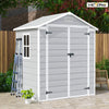 Victone 6' x 4' Plastic Outdoor Storage Shed with Floor, Resin Garden Tool shed with Windowsfor Garden, Backyard, Pool Tools