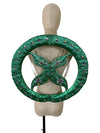 Rhinestone-Embellished Feather Backpiece Frame with Harness