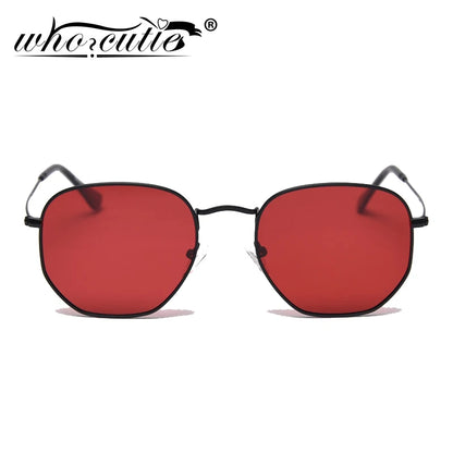 Update XL Hexagon Polarized Sunglasses Men Women Brand Design Retro Flat Top Red Lens Metal Frame Sun Glasses Shades Female S459