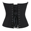 Black Striped Overbust Corset Top Zipper Front Lace-Up Bustier Body Shaper