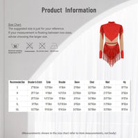 Rhinestone Sequin Tassel Long Sleeve Dance Jumpsuit Bodysuit