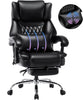 High Back Massage Reclining Office Chair with Footrest - Executive Computer Home Desk Massaging Lumbar Cushion, Adjustable Angle