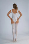 Backless High-Cut Oil Glossy Sheer Bodysuit & Matching Stockings Set