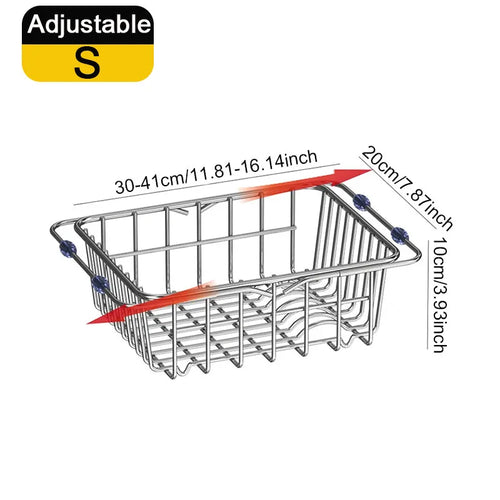 Adjustable Dish Drying Rack Stainless Steel Dish Drainer Fruit Vegetable Drainer Kitchen Sink Drain Holder Storage Rack