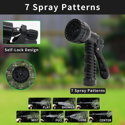 GardenJoy Garden Hose Outdoor Water Hose 3/4 in. x 100 ft. Expandable Hose with 7 Function Spray Nozzle Flexible Water Hose
