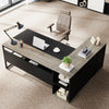 Tribesigns 71 inch Executive Desk, L Shaped Desk with Cabinet Storage, Executive Office Desk with Shelves