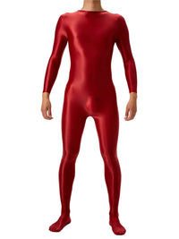 Candy Color Oil Glossy Full-Body Shaping Bodysuit Satin Smooth Leotard