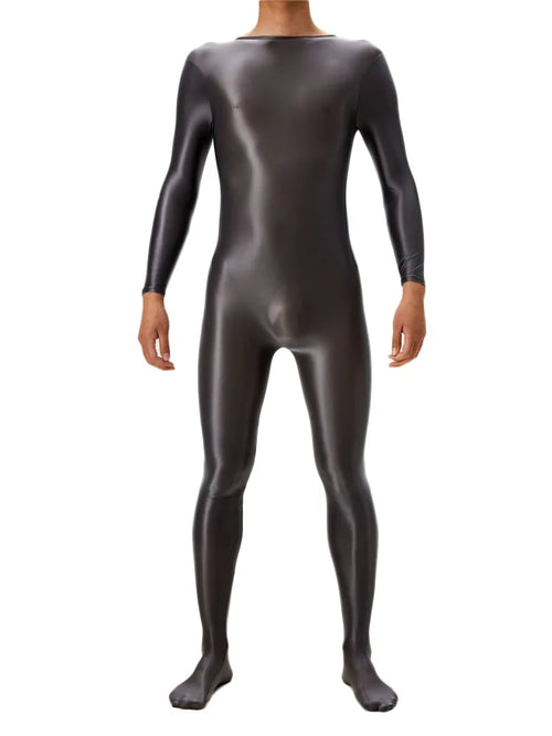 Candy Color Oil Glossy Full-Body Shaping Bodysuit Satin Smooth Leotard