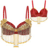 Sparkly Floral Beaded Sequin Belly Dance Bra & Tassel Performance Top