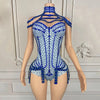 Rhinestone Embellished Performance Bodysuit with Tiered Sequins