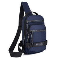 Navy nylon chest bag for men, stylish crossbody with large capacity, perfect for travel, casual urban style.