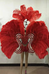 Ornate Red Feather & Rhinestone Carnival Set