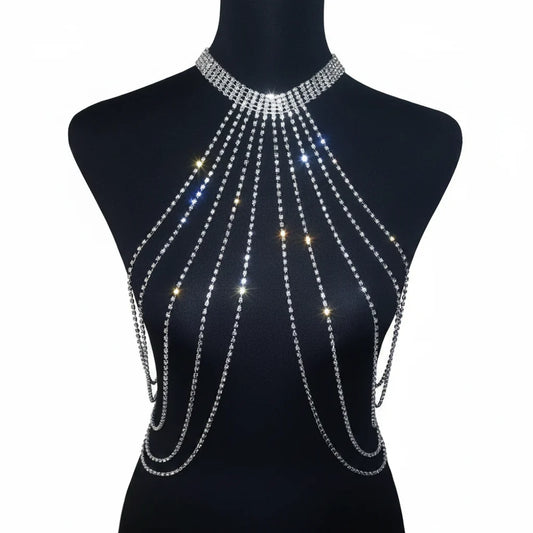 Dazzling Crystal Neck-to-Waist Chest Chain & Lumbar Body Jewelry