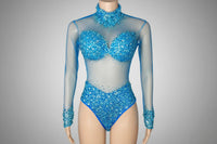 Rhinestone Encrusted Mesh Performance Bodysuit