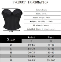 Black Striped Overbust Corset Top Zipper Front Lace-Up Bustier Body Shaper