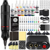 Professional Tattoo Machine Pen Kit DC Jack Rotary Tattoo Machine Gun with Power Supply Cartridge Needles Tattoo Beginner Sets