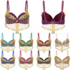 Sparkly Floral Beaded Sequin Belly Dance Bra & Tassel Performance Top