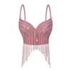 Rhinestone & Bead Tassel Push-Up Underwire Bustier Crop Top