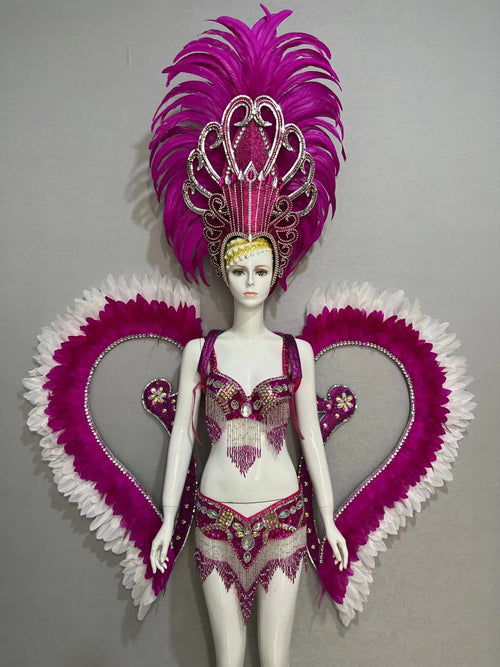 Jewel-Toned Feathered Wings and Headdress Set