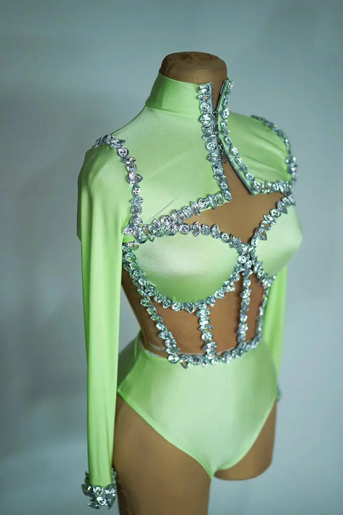 Crystal Tube Top, High-Waist Shorts & Bolero Jacket 3-Piece Performance Costume Set