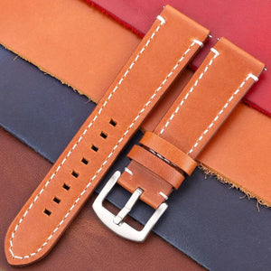 Samsung Galaxy Watch 7, 6, 5, 4 & FE Oil-Waxed Stitched Leather Band