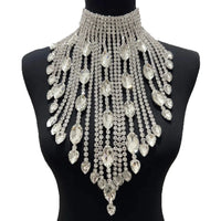 Rhinestone Crystal Long Fringe Tassel Necklace