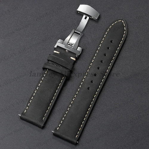 COROS Leather Watch Band Genuine Calfskin Brown Strap Butterfly Clasp