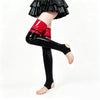 PU Faux Leather Patchwork Thigh-High Open-Foot Boot Stockings