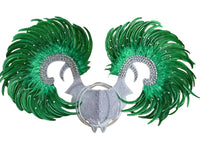 Showgirl Feather Wing Backpiece with Rhinestone Scroll Frames