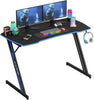 Modern Z-Shaped Gaming Desk Computer Desk for Home Office with Headphone Hook - Sturdy Workstation Table with Spacious Desktop