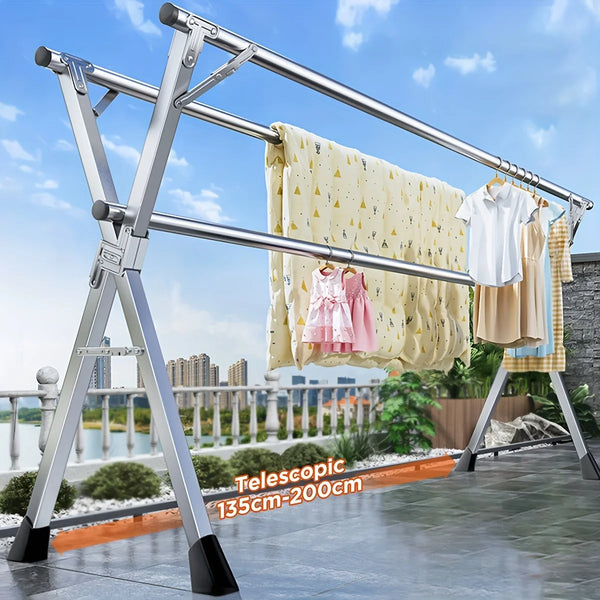 78.7 Inches Folding Outdoor Indoor, Drying Rack Clothing Collapsible, Foldable Laundry Drying Rack, Heavy Duty Stainless Steel