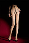 6D 912-Pin Heart Hollow-Out Sheer Oil Glossy Shaping Pantyhose Shiny Tights