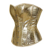 Gothic Metallic Faux Leather Overbust Corset Shiny Steel-Look Bustier