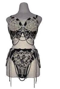 Rhinestone & Lace Bikini Performance Costume Set