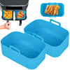 2pcs Air Fryer Silicone Tray Rectangle Oven Baking Basket Reusable Liner Insert Dish Fried Chicken for Airfryers Accessories