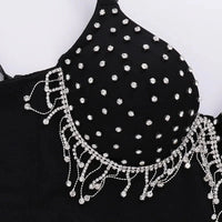 Rhinestone Fringe Embellished Showgirl Bra