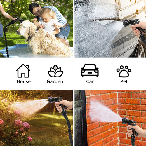 GardenJoy Garden Hose Outdoor Water Hose 3/4 in. x 100 ft. Expandable Hose with 7 Function Spray Nozzle Flexible Water Hose