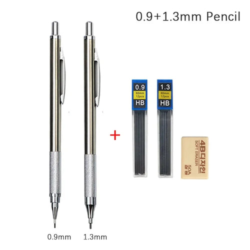 0.3 0.5 0.7 0.9 1.3 2.0mm Mechanical Pencil Set Full Metal Art Drawing Painting Automatic Pencil with Leads Office School Supply