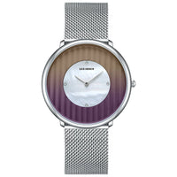 Women's Slim Mesh Band Watch Pink Blue Gradient Quartz