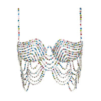 Multicolored Rhinestone Bralette Chest Chain