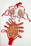 Sparkly Samba Carnival Stone Wire Bra & Bikini Bottom Set Stage Costume