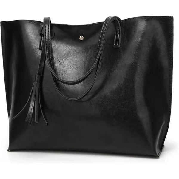 Women's Soft Faux Leather Tote Shoulder Bag From, Big Capacity Tassel Handbag