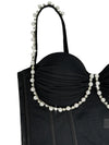 Pearl & Rhinestone Embroidered Bustier Corset Crop Top High Street Bralette