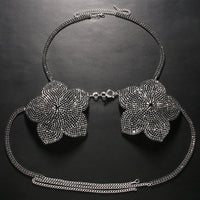 Crystal Flower Bust Chain Bra – Luxury Rhinestone Harness Top & Statement Lingerie for Raves, Festivals & Nightclub Events