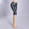 Women's Oil Glossy Sheer High-Waist Shaping Shorts Satin Smooth Leggings