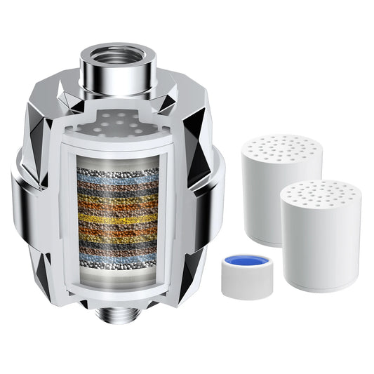 20 Stage Showerhead Filter, Shower Water Filter with 2 Replaceable Filter Cartridges，Shower Filter for Hard Water