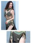 Dynamic Tassel Sequin Belly Dance Competition Costume & Event Performance Set