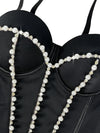 Pearl Embroidered Bustier Corset Crop Top High Street Evening Bralette