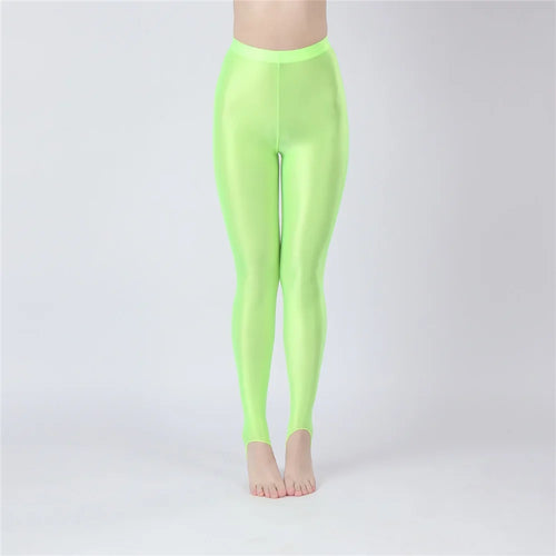 Thin Sheer Oil Glossy High-Stretch Pencil Pants Candy Color Yoga Leggings